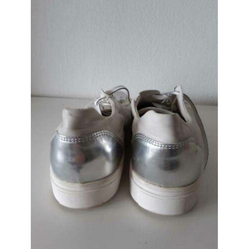 Damessneakers wit/zilver