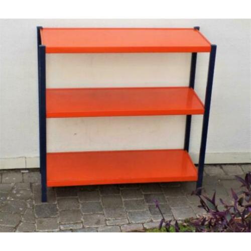 rek Wandrek boekenrek metaal oranje Denmark deens retro vint