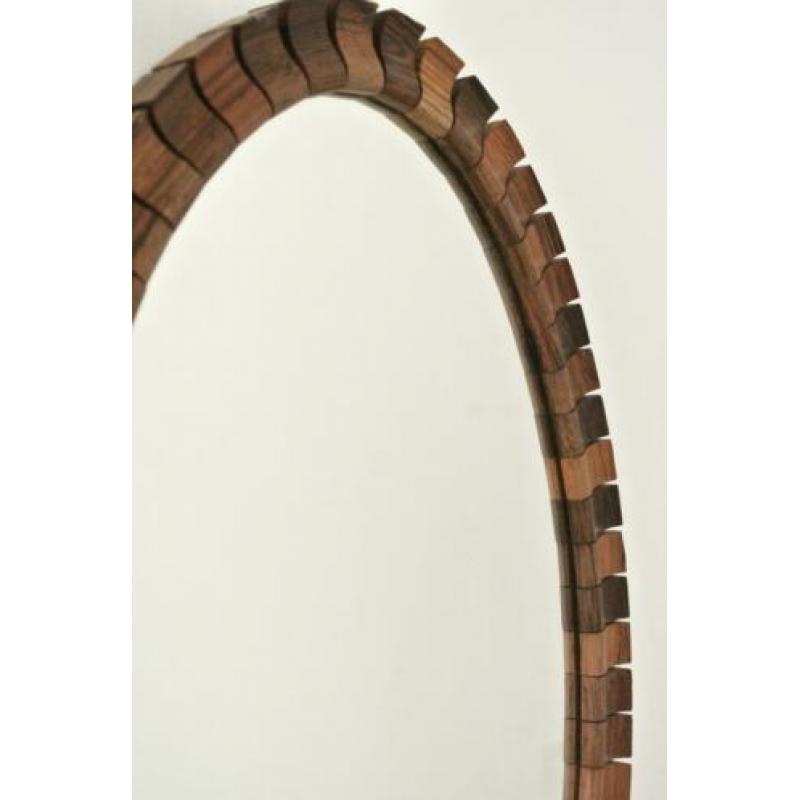 vintage Deense SPIEGEL ovaal palisander teakhout mid century