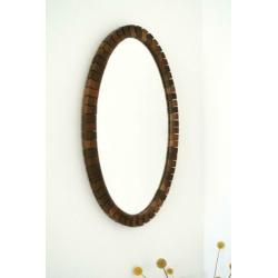 vintage Deense SPIEGEL ovaal palisander teakhout mid century