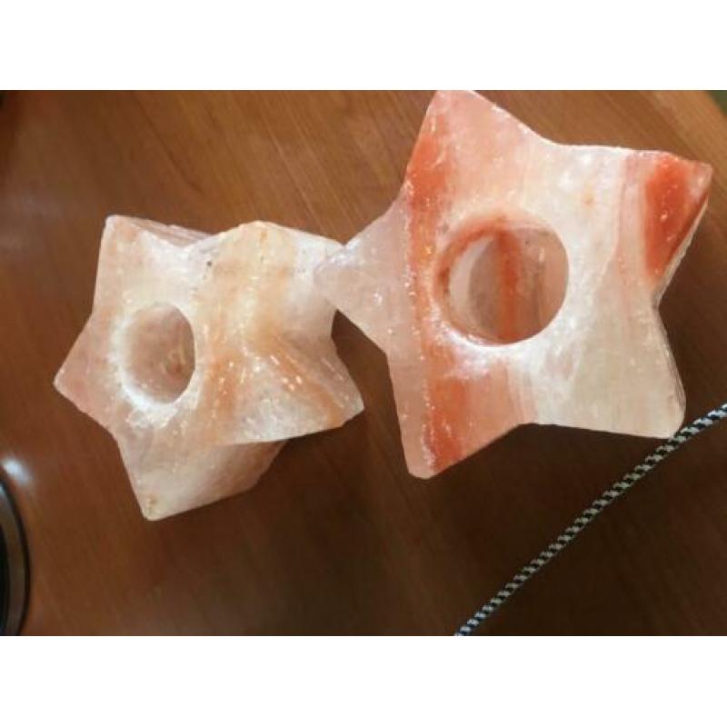 2 zoutsteen sfeerlichten ster gebruikt samen €5,00