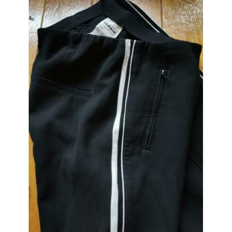 Cambio Ros zip zwarte Business 40 pantalon witte bies