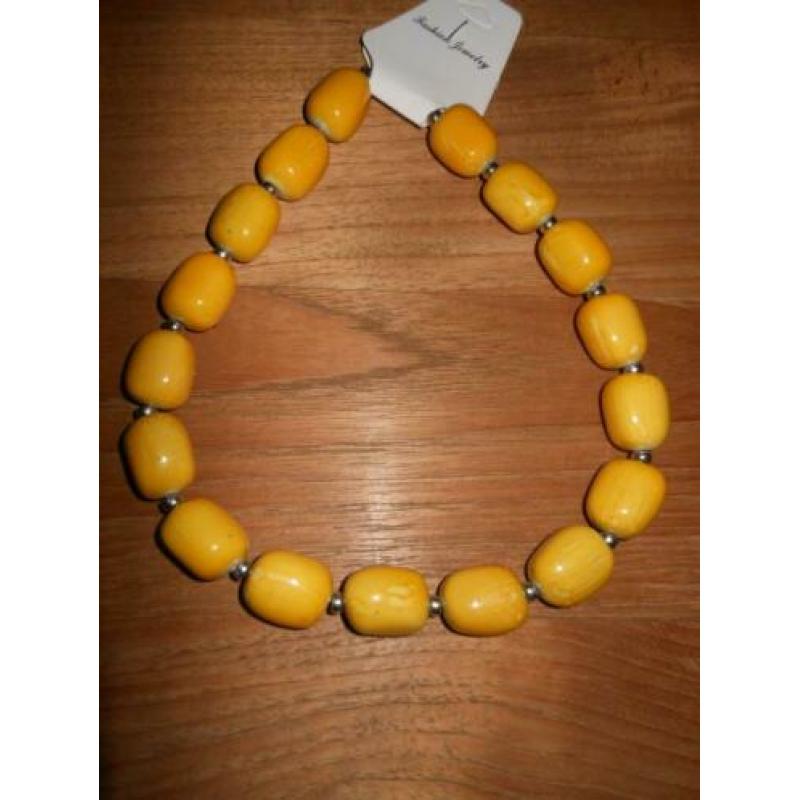 Elegante stijlvolle gele kralen hals ketting Nieuw