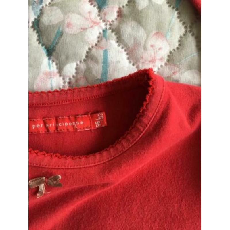 Bengh t-shirtje rood strikje voor maat 86-92 katoen stretch
