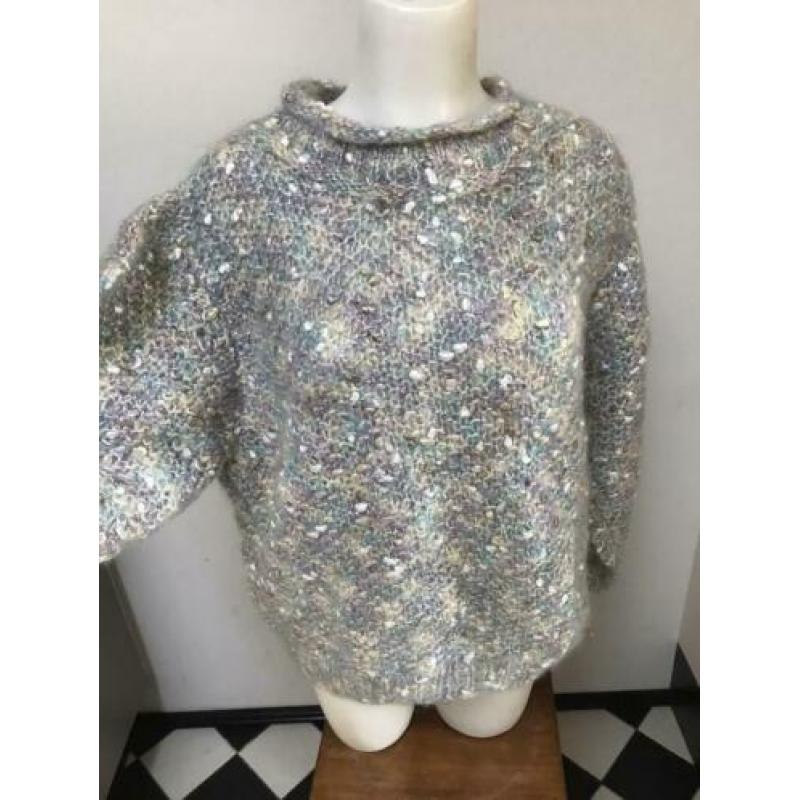 Vintage wol wollen hand gebreide trui pastel tinten m l xl