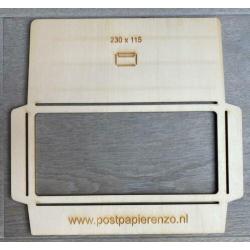 Houten mallen, 2x envelop en 1x papieren zak (paper bag)