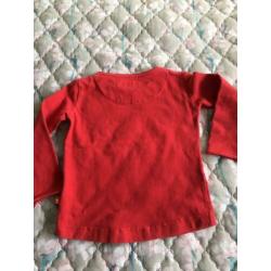 Bengh t-shirtje rood strikje voor maat 86-92 katoen stretch