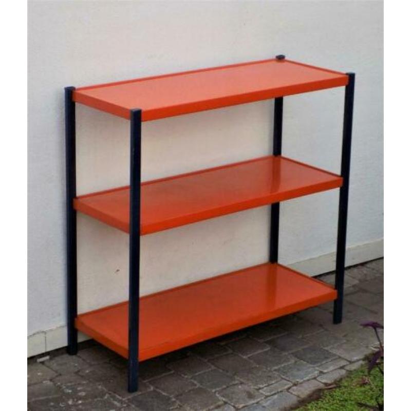 rek Wandrek boekenrek metaal oranje Denmark deens retro vint