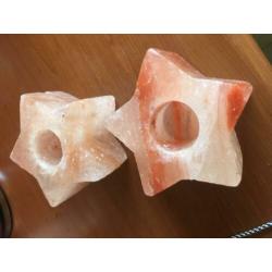 2 zoutsteen sfeerlichten ster gebruikt samen €5,00