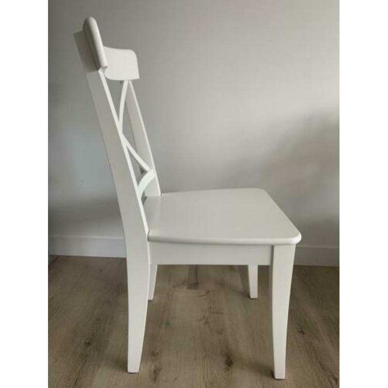 Witte houten eettafelstoel ikea ingolf