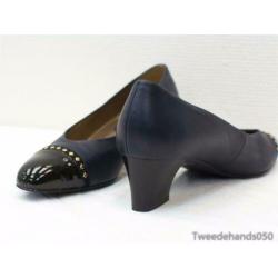 Lederen dames schoenen met hak 89590