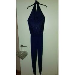 Jumpsuit blauw maat 152/158.