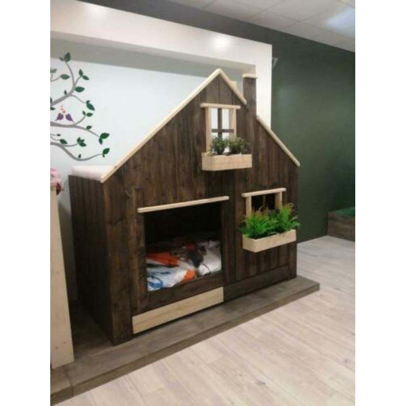 Bedhuisje Boomhutbed Steigerhout Bram GRATIS MONTAGE&BEZORGD