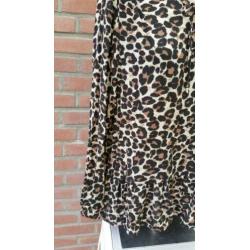 Estvl bruin/zwart dierenprint blouse/top maat 40