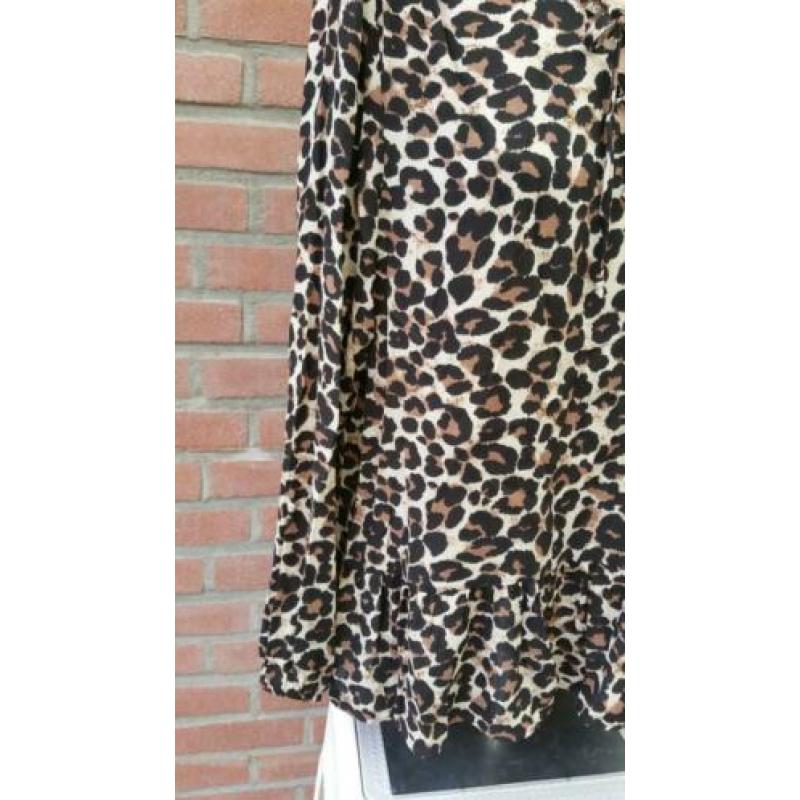 Estvl bruin/zwart dierenprint blouse/top maat 40