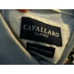 D4A Cavallaro Napoli licht blauw overhemd fijn printje mt 38