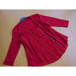 Diep rood vest met vaste plissé-top GERRY WEBER 44 snazzeys