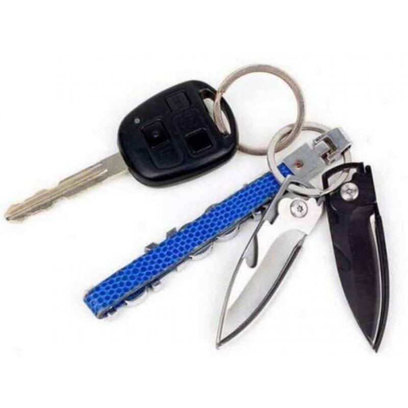 zakmes sleutelhanger met bieropener en EDC tool (Zwart)