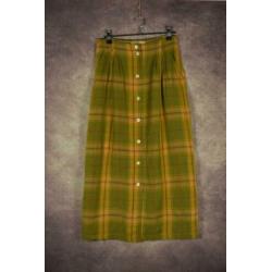 DS_001) Vintage 70/80's groen/geel 'PENNY BLACK' geruite rok