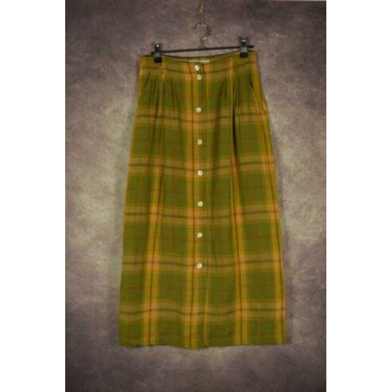 DS_001) Vintage 70/80's groen/geel 'PENNY BLACK' geruite rok