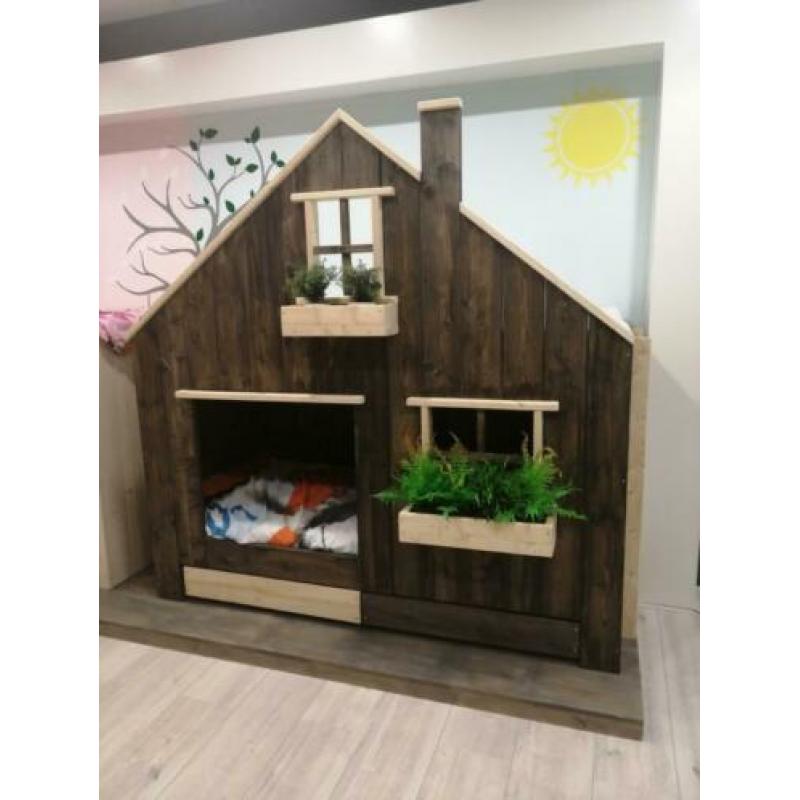 Bedhuisje Boomhutbed Steigerhout Bram GRATIS MONTAGE&BEZORGD