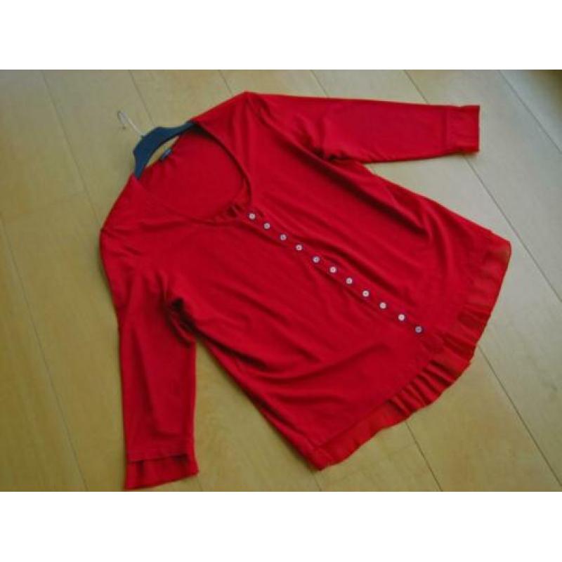 Diep rood vest met vaste plissé-top GERRY WEBER 44 snazzeys