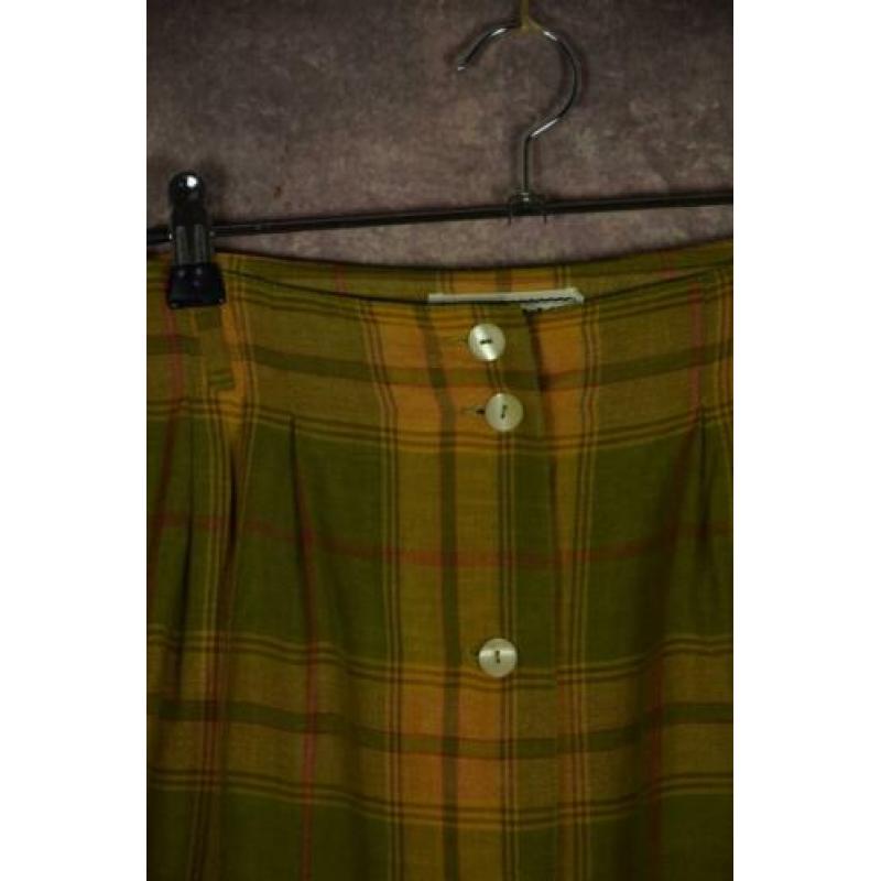 DS_001) Vintage 70/80's groen/geel 'PENNY BLACK' geruite rok