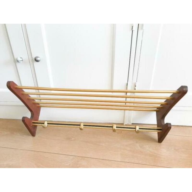 Midcentury houten wandkapstok jaren 50
