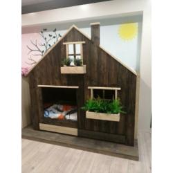Bedhuisje Boomhutbed Steigerhout Bram GRATIS MONTAGE&BEZORGD