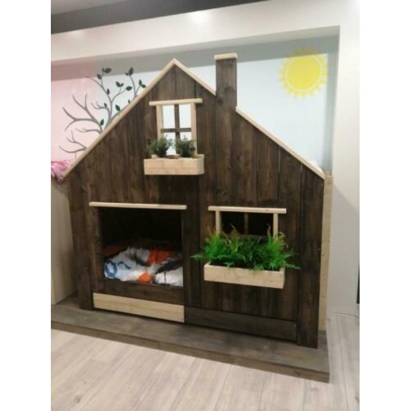 Bedhuisje Boomhutbed Steigerhout Bram GRATIS MONTAGE&BEZORGD