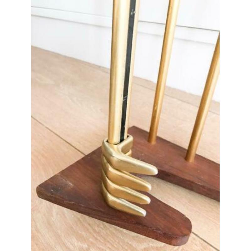 Midcentury houten wandkapstok jaren 50