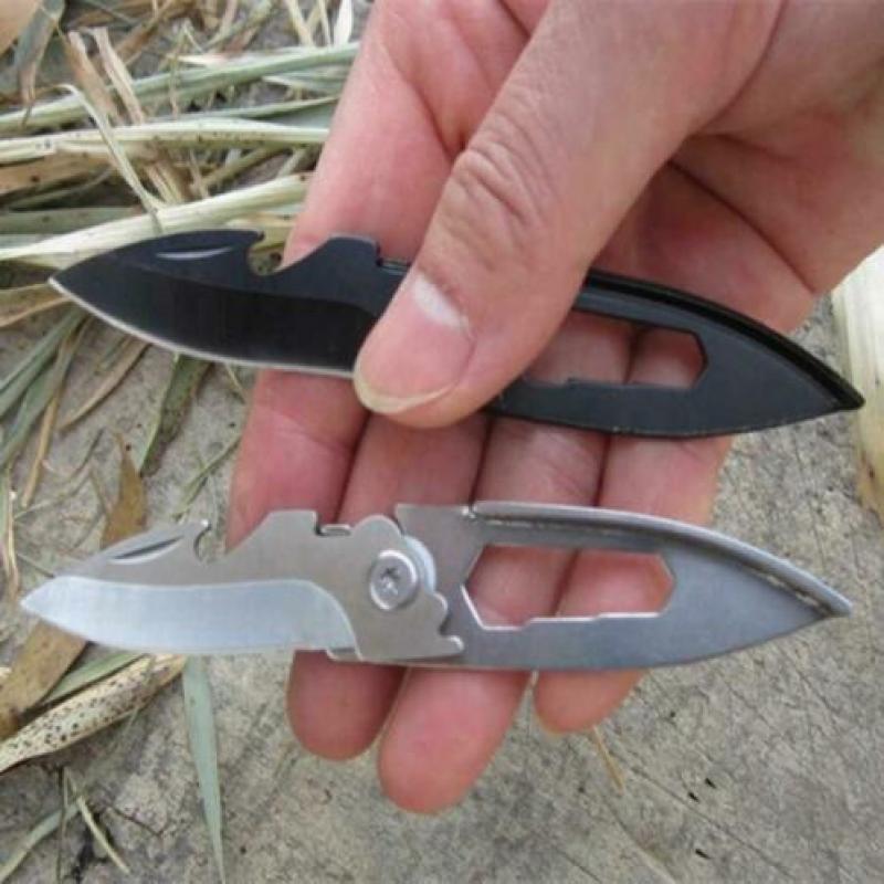 zakmes sleutelhanger met bieropener en EDC tool (Zwart)