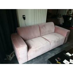 Roze velours sofa 2.5 zit bank ( spoed )