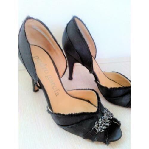 PEDRO GARCIA feestelijke zwarte gala pumps, (peeptoe) mt 37