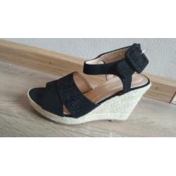 Nieuwe espadrille hakken Lucky Shoes LS5095 Black mt 38
