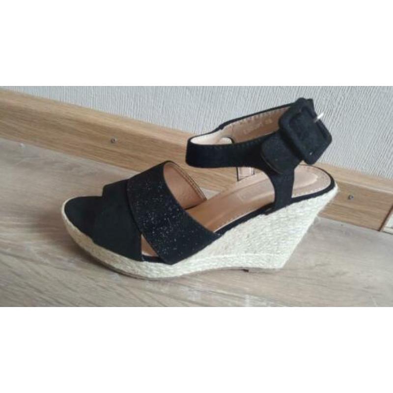 Nieuwe espadrille hakken Lucky Shoes LS5095 Black mt 38