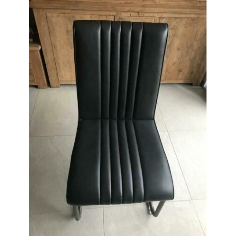 Eettafel stoelen (grijs) met metalen vintage slede (grijs)