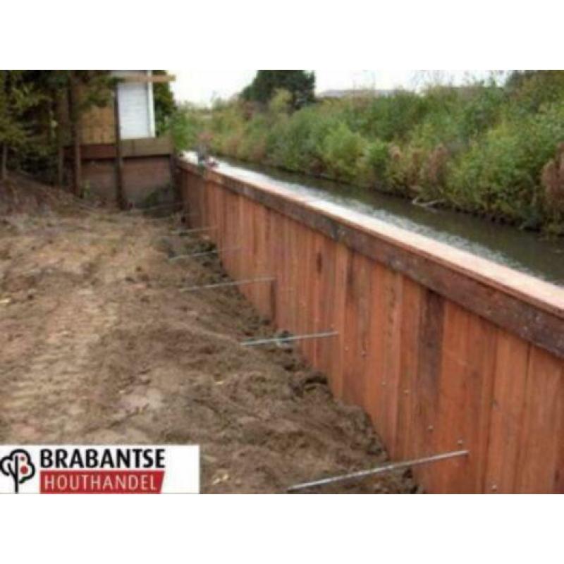 Hardhouten planken beschoeiing damwand : 20 x 200