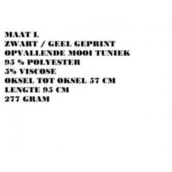 Maat l - tuniek - geel met zwarte print