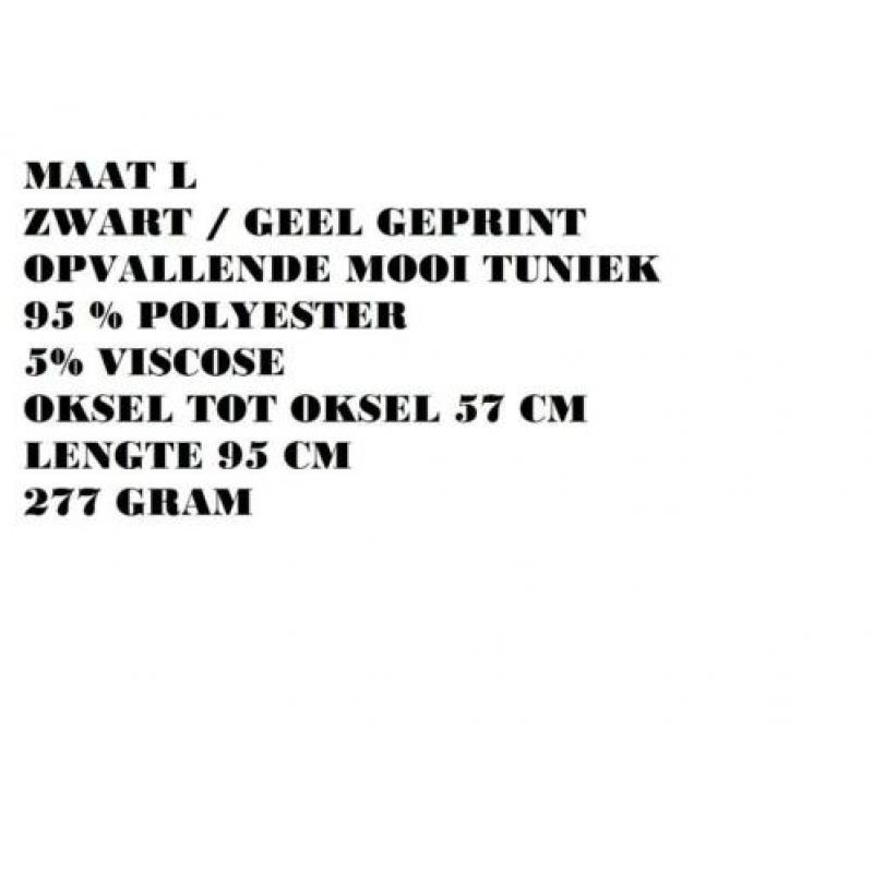 Maat l - tuniek - geel met zwarte print