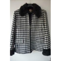 Jas Easy Comfort ruit zwart - wit warm wol,ruit mt 42