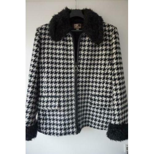Jas Easy Comfort ruit zwart - wit warm wol,ruit mt 42