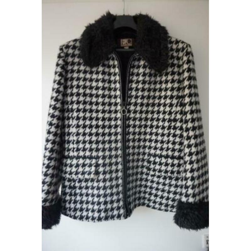 Jas Easy Comfort ruit zwart - wit warm wol,ruit mt 42