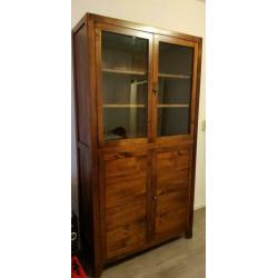 Mooie massief houten mahonie buffetkast / vitrinekast