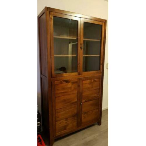 Mooie massief houten mahonie buffetkast / vitrinekast