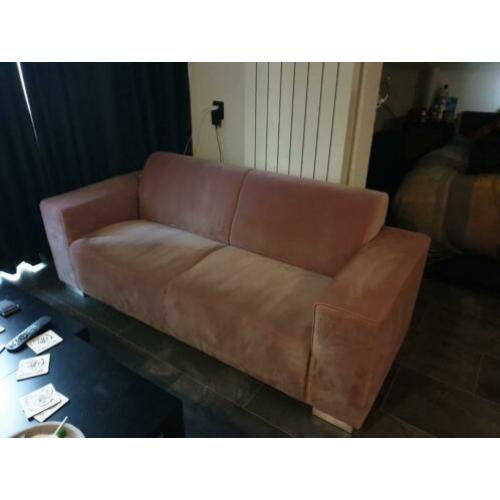 Roze velours sofa 2.5 zit bank ( spoed )