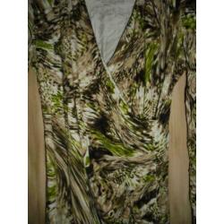 P65) groen bruine jurk bandolera maat 44 cross over