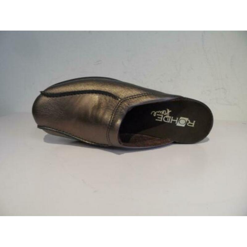 Brons kleur leren slippers Rohde 38