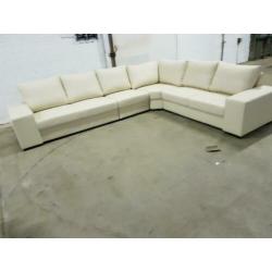 n641 creme leder hoekbank