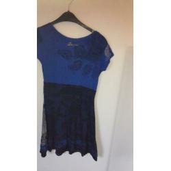 Desigual jurk blauw maat M netjes